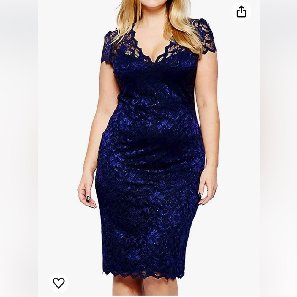 Woman Lace Bodycon Dress - X-LARGE